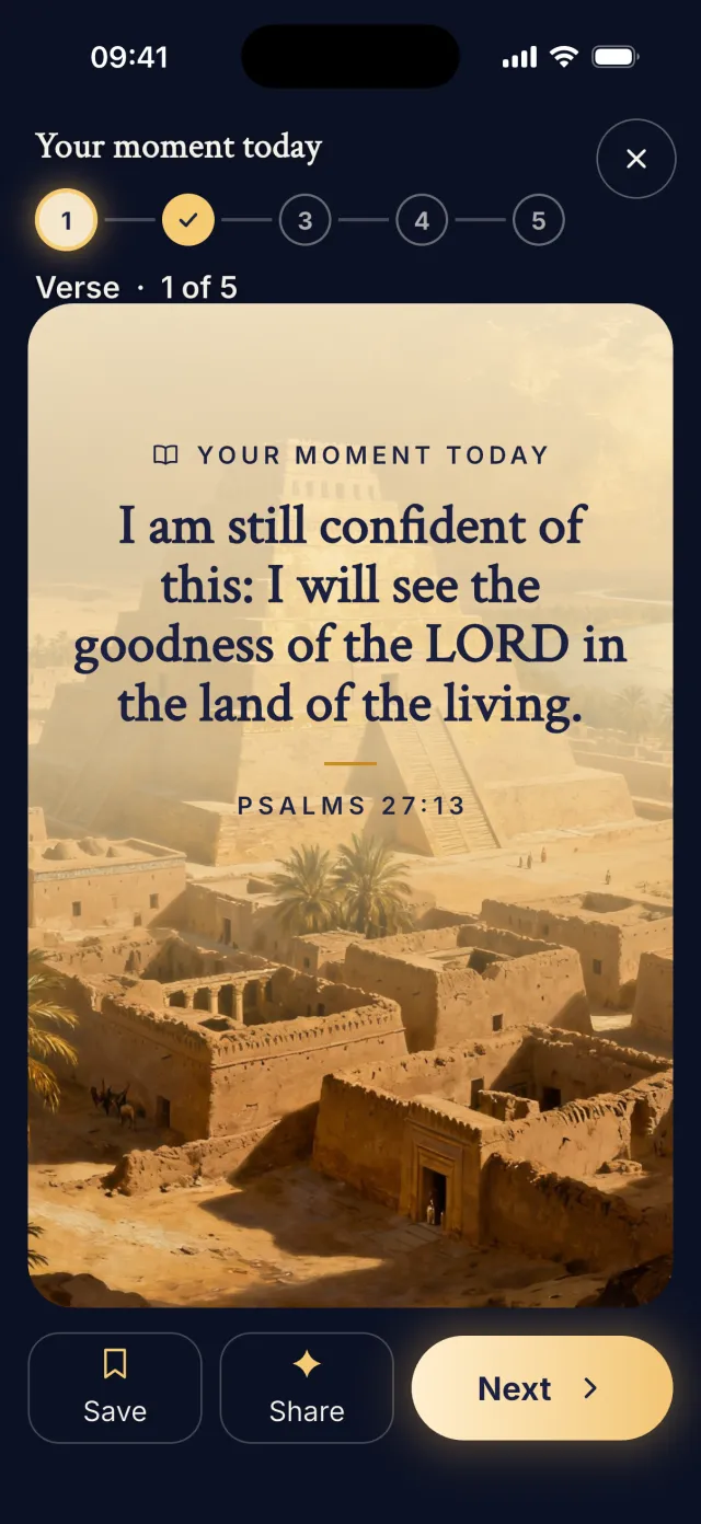 The verse of the day over a painting of Ur